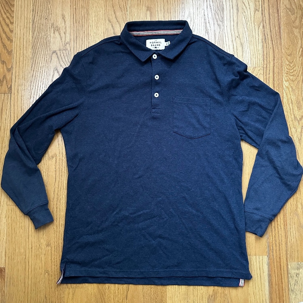 The Normal Brand - Long Sleeve Blue Polo - Puremeso Weekend Polo